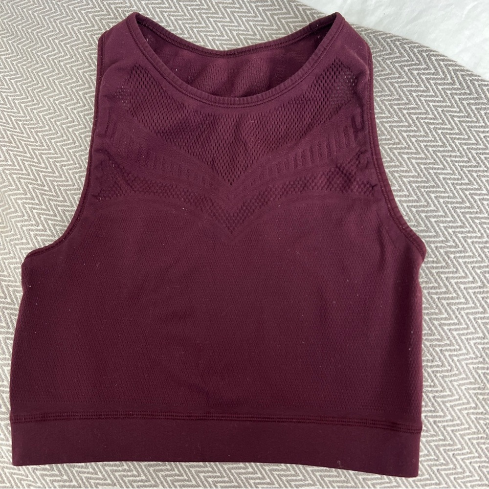 LULULEMON Reveal Crop Top En Avante Dark Adobe Yoga Workout Running Gym Tank